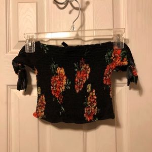 Off the shoulder, crop top.
